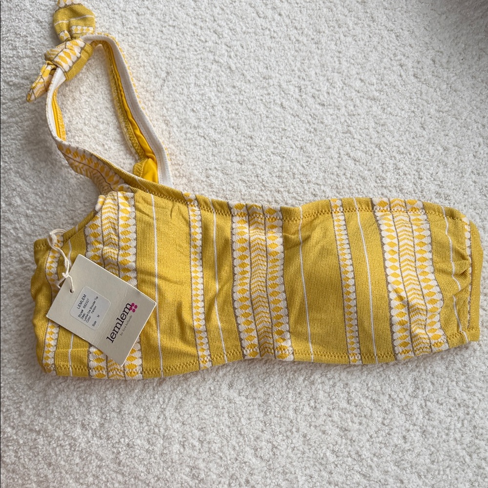 Lemlem Yellow and White Striped Halter Top